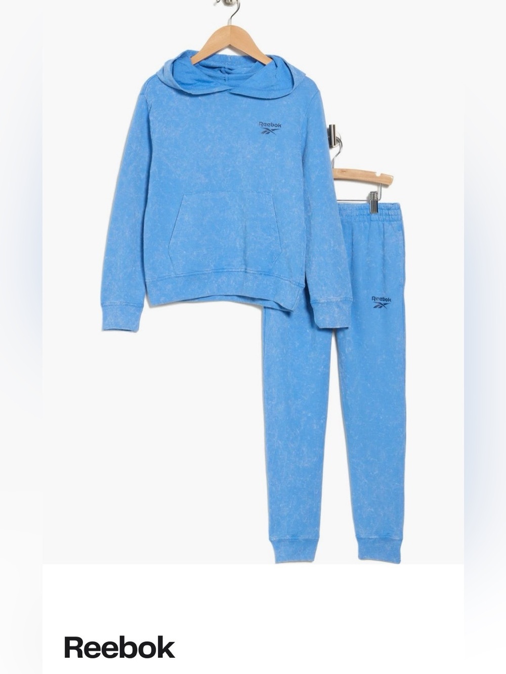 Reebok Kids Light Blue Hooded Sweatshirt & Jogger Set